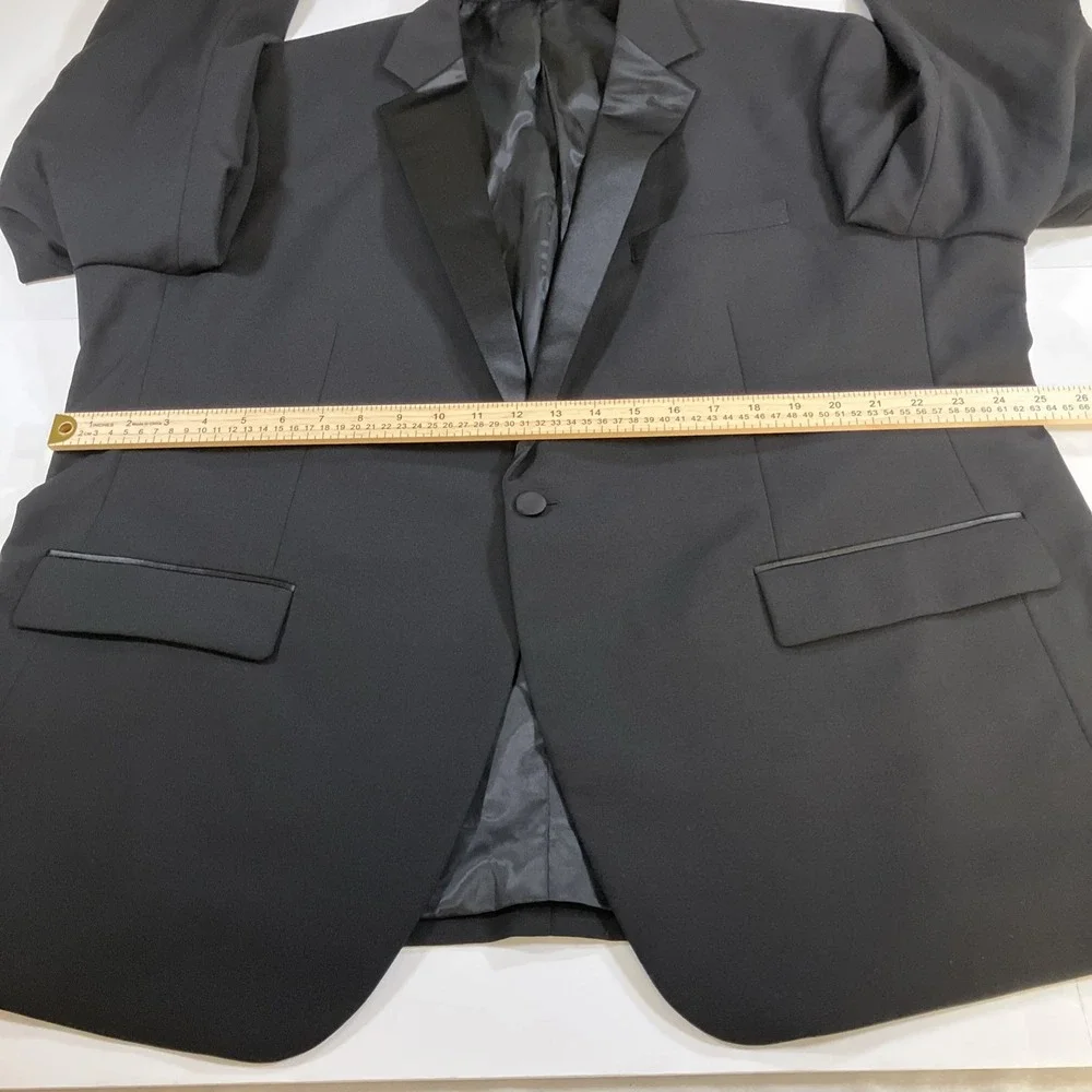 Jos A Bank Tuxedo Jacket Mens 50R Black Wool Tailored Fit Satin Lapel Formal